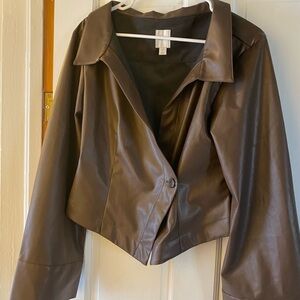 Anthropologie leather shirt jacket sz small